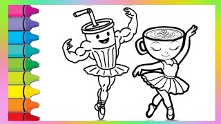 How to draw Ballerina Cappuccina & Ballerina Lo lo lo |step by step drawing and coloring for kids