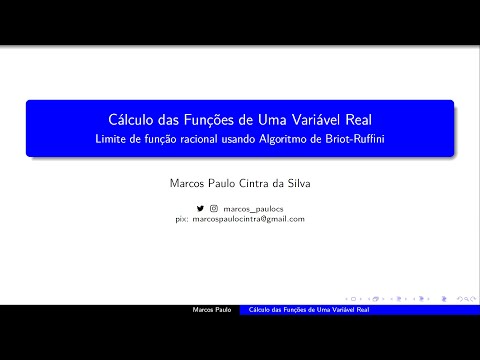 Aula 07 Cálculo I - Limite da função racional usando Algoritmo de Briot-Ruffini