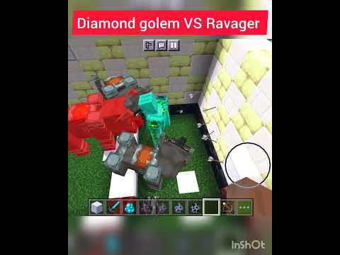 "Ultimate Battle: Diamond Golem VS Ravager! Who Will Win?" #minecraft #build