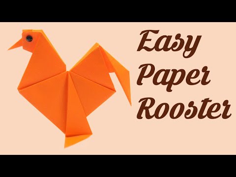 How to make Origami Rooster Cock, Easy Basic Simple Origami for Beginners Kids Paper crafts Work DIY