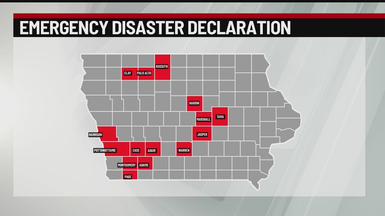 Gov. Reynolds issues disaster proclamation for 15 Iowa counties