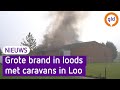 Grote brand in loods met caravans