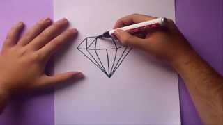 Como dibujar un diamante paso a paso | How to draw a diamond
