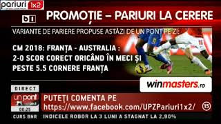 UPZ: Cote de 2.10, 3.50 si 5.90 pentru meciurile zilei la CM 2018!