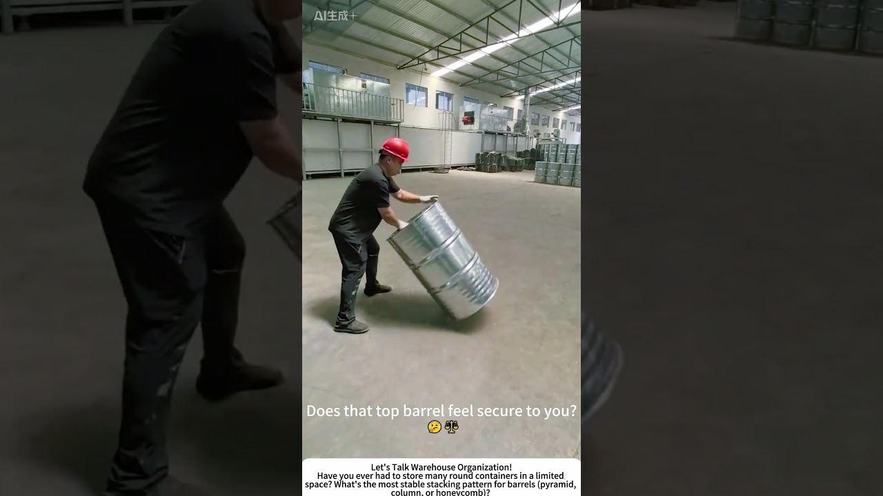 Creative Oil Barrel Stacking – Maximizing Warehouse Space 🛢️🧩