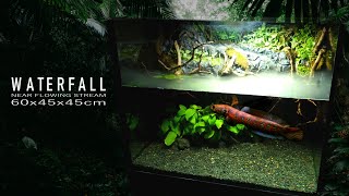 DIY Waterfall near the stream forest in Aquaterrarium for Snakehead No Co2,No Ferts Biotope aquarium