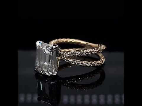 Round Brilliant Moissanite Split Shank Rope Engagement Ring Round Brilliant Moissanite Split Shank Rope Engagement Ring