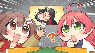 【手描き】ルールを知らずに麻雀をする者たちと疲れ果てるミオしゃ【戌神ころね/大空スバル/さくらみこ/白銀ノエル/大神ミオ/ホロライブ切り抜き】