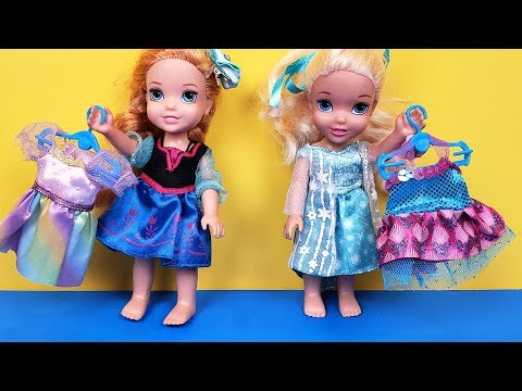 New Dress ! Elsa & Anna toddlers - fabric store shopping - Barbie is the seller