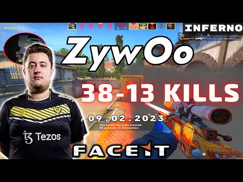 CSGO POV ZywOo (38-13) Inferno 𝙒𝙞𝙣 (16-11) / Faceit 09.02.2023