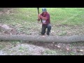 Larry Cutting An Ash Log