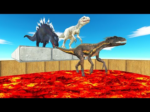 DINOSAURS JUMP OVER LAVA HOLE - Animal Revolt Battle Simulator