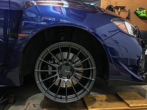 Enkei RS05RR test fit on a Subaru STI