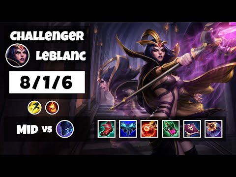 LeBlanc vs Nocturne 11.8 Mid Lane Challenger Gameplay S11 (8/1/6) - KOREAN