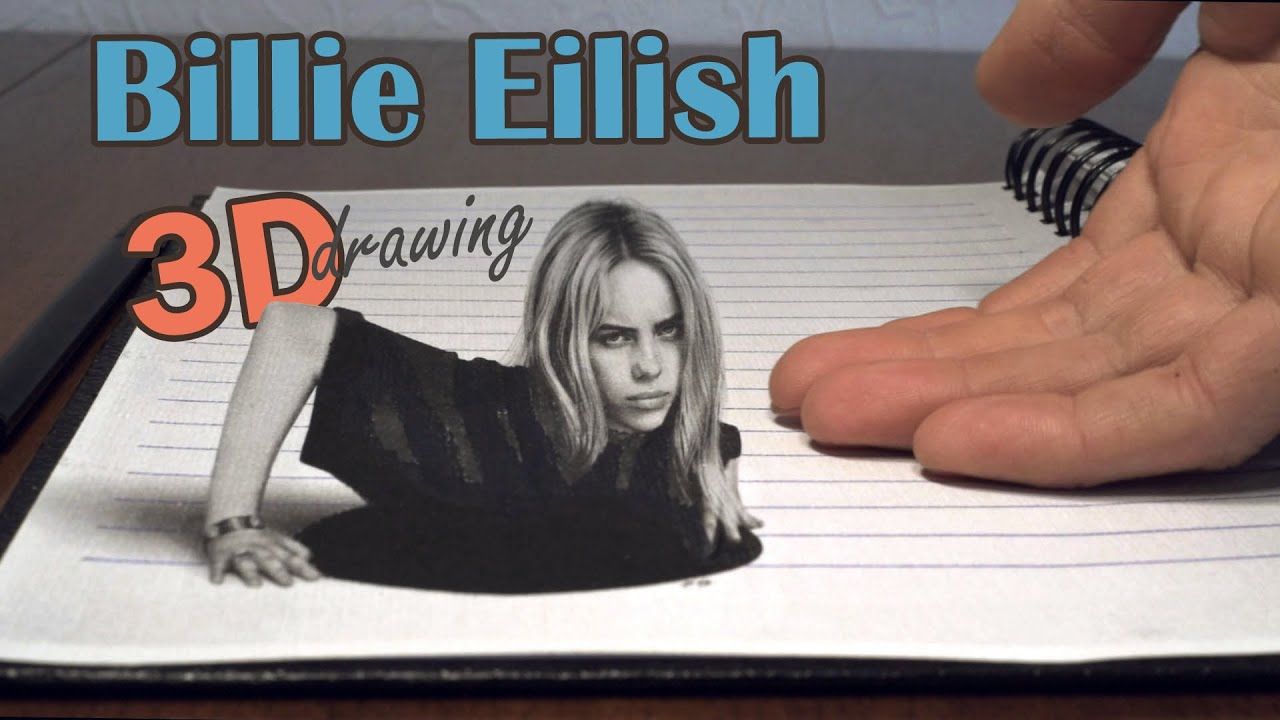 3d drawing of billie eilish by stefan pabst