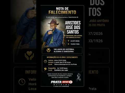 SÃO DOMINGOS DO PRATA: COMUNIDADE JOÃO ANTÔNIO SE DESPEDE DE ARISTIDES JOSÉ DOS SANTOS, AOS 100 ANOS