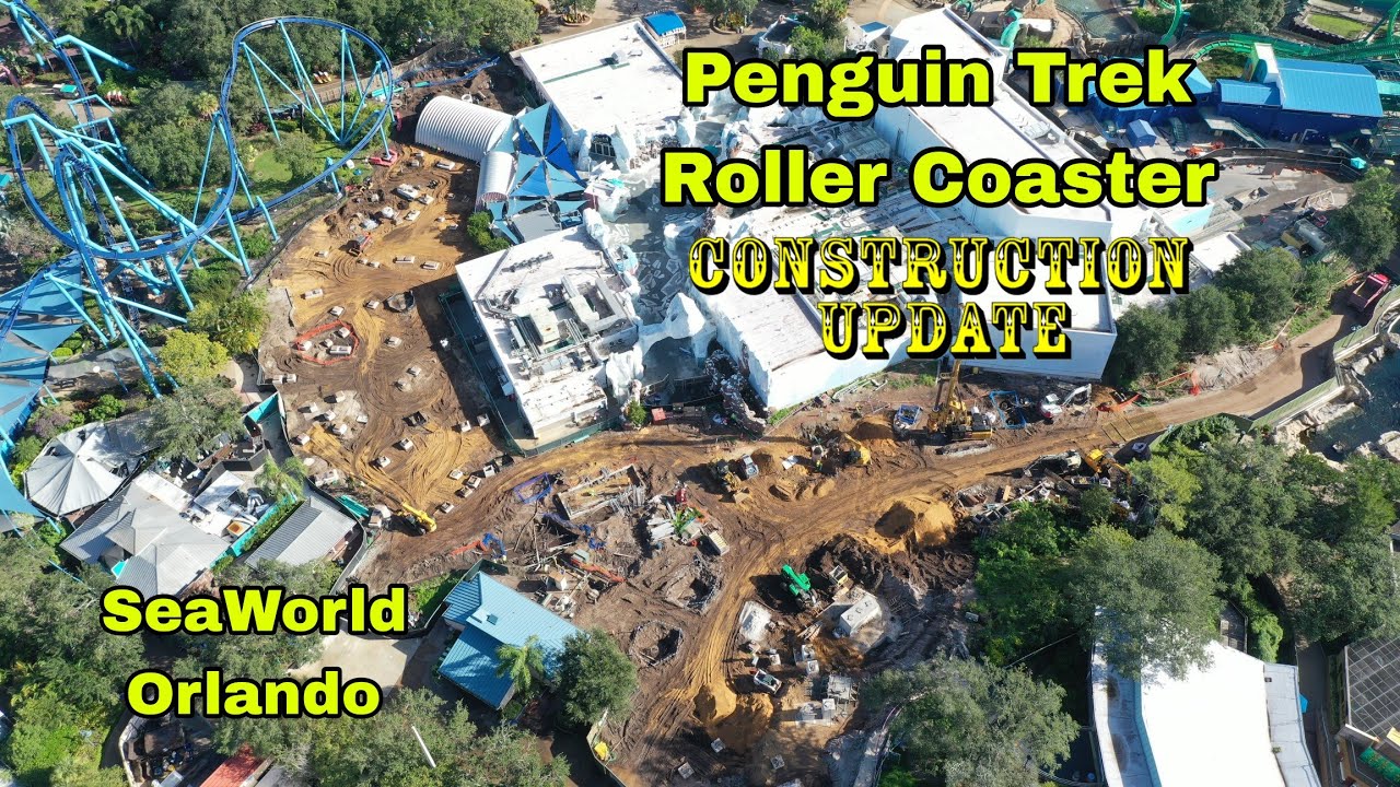 SeaWorld Orlando Penguin Trek New For 2024 Roller Coaster Construction Update 10.5.23