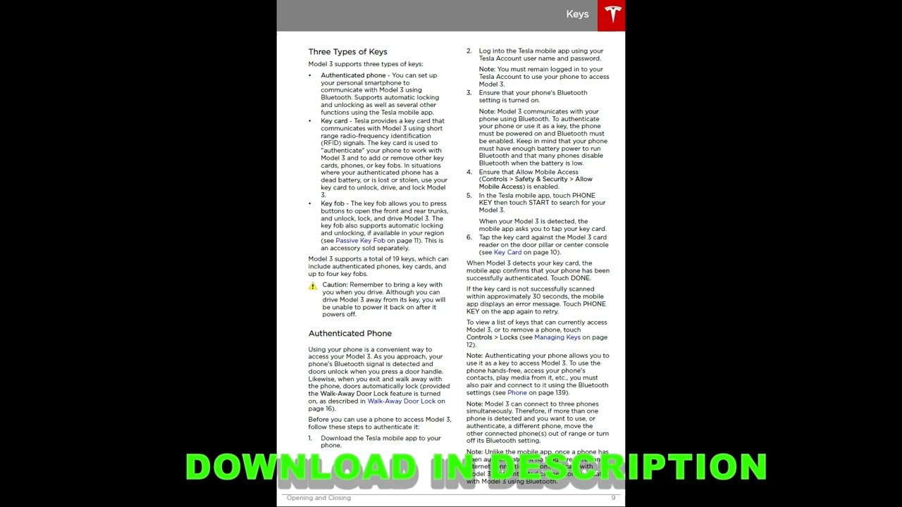 Tesla Model 3 2020–2023 Owner’s Manual PDF English | Full Maintenance & Service Instructions