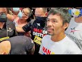 MANNY PACQUIAO EXCITED AFTER WEIGH IN WITH YORDENIS UGAS; GIVES FACE OFF REACTION