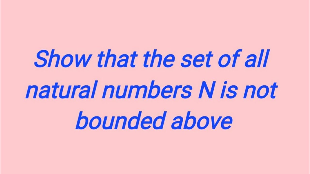 Show that the set of all natural numbers N is not bounded above
