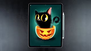 Procreate Tutorial: Halloween Cat Drawing