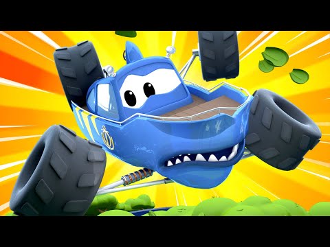 Monster Town Marty fährt über den Rand einer Steilküste! 🚓 🚒 Lastwagen Zeichentrickfilme für Kinder