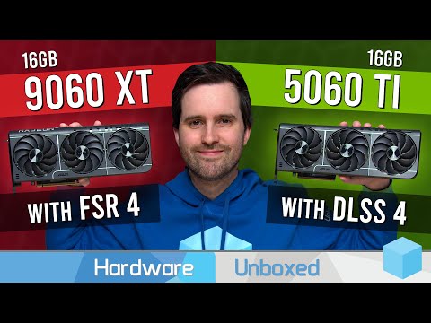 RTX 5060 Ti 16GB vs RX 9060 XT 16GB - DLSS 4 vs FSR 4 Performance Compared