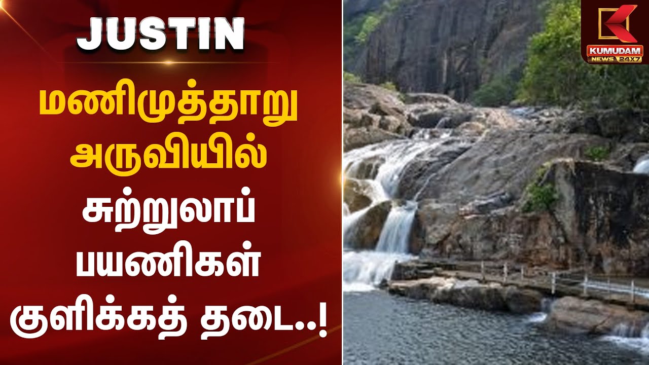 மணிமுத்தாறு அருவியில் சுற்றுலாப் பயணிகள் குளிக்கத் தடை  | Waterfall | Tourist | Kumudam News