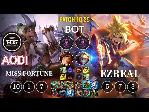 EDG Aodi Miss Fortune vs Ezreal Bot - KR Patch 10.25