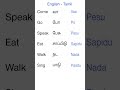 English Tamil Common Words Easy Langauge Learn English Tamil