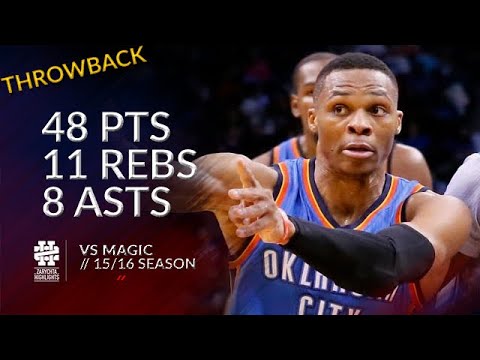 Russell Westbrook 48 pts 11 rebs 8 asts vs Magic 15/16 season