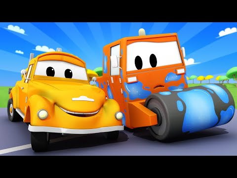 Toms Autowaschanlage -  Steve die Dampfwalze - Autopolis  💧 Lastwagen Zeichentrickfilme für Kinder