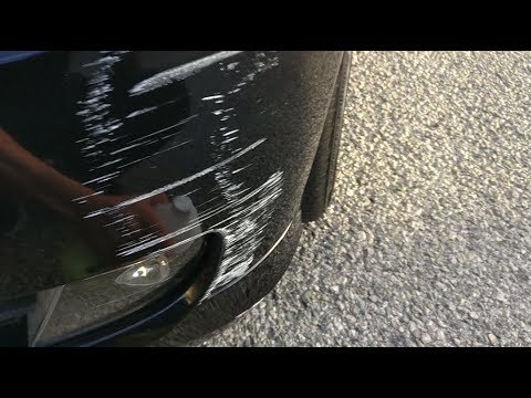 Clean remove scratch paint scuff transfer on car bumper