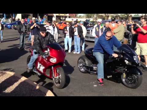 Jet engine powered motorcycle starts up