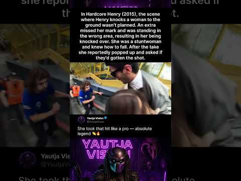 In Hardcore Henry (2015), the scene where Henry knocks a woman to the ground wasn’t planned!