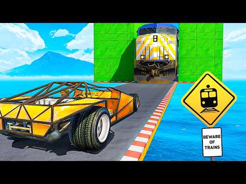 Ramp Cars vs Trains in GTA 5