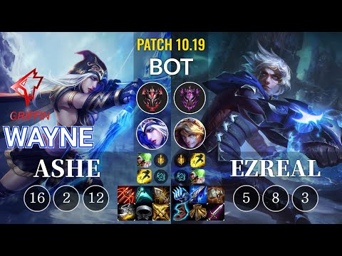 GRF Wayne Ashe vs Ezreal Bot - KR Patch 10.19