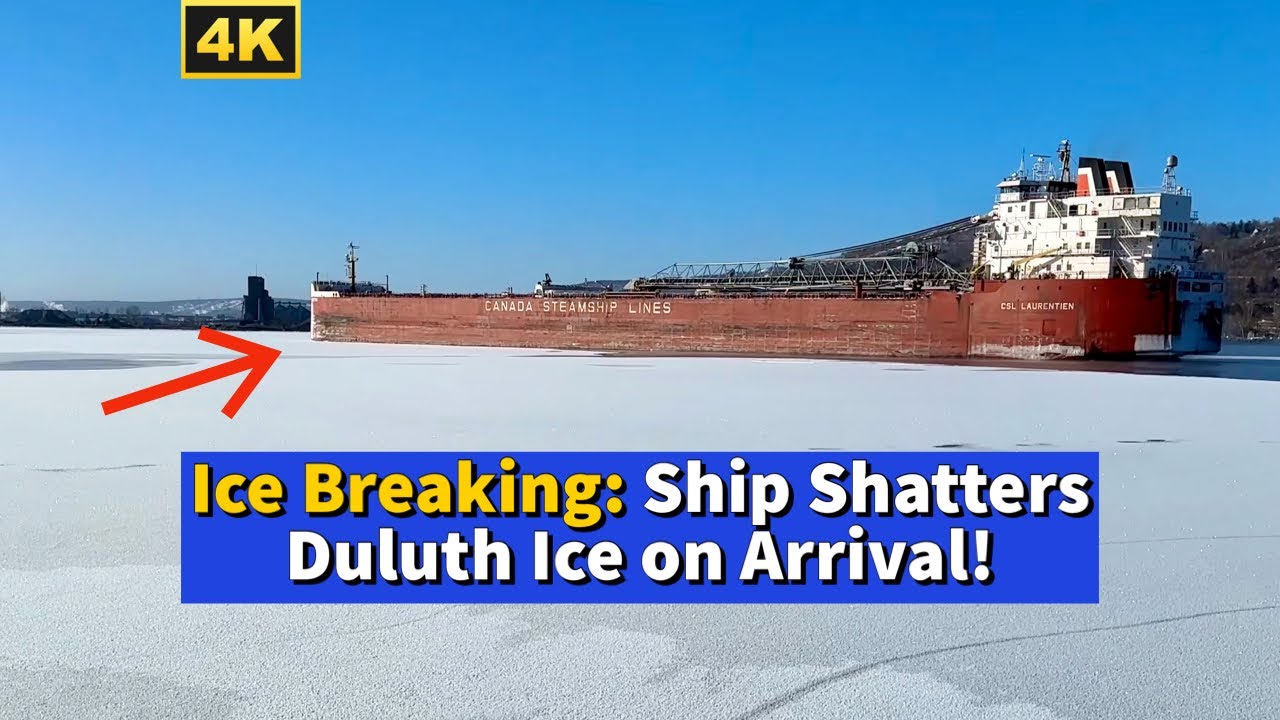 ⚓️Ice Breaking: Ship Shatters Duluth Ice on Arrival!