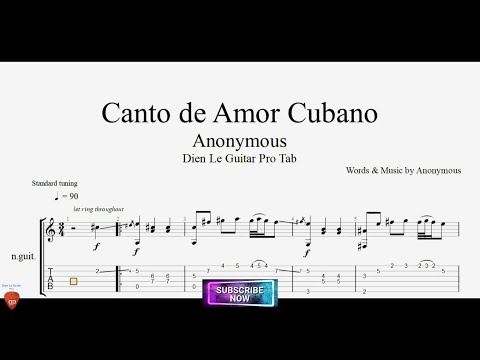 Canto de Amor Cubano with Guitar Tutorial TABs