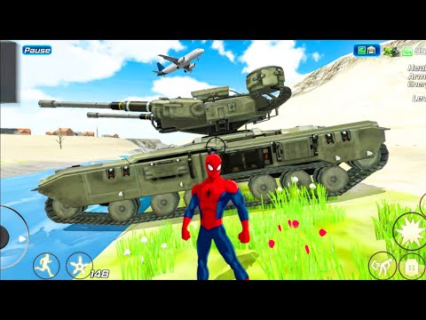 Rope Frog Ninja Superhero and Military Tank in Open World Game - Android Gameplay