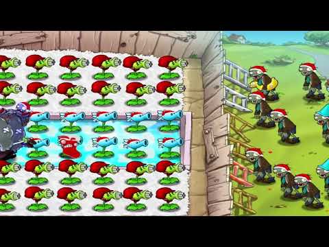99 Gatling Pea and 999 Snow Pea vs All Giga-gargantuar vs All Zomnbie | PvZ_Christmas_Mod