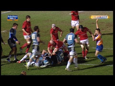 Dave Kilcoyne burrows in for try - Glasgow Warriors v Munster 29th March 2013