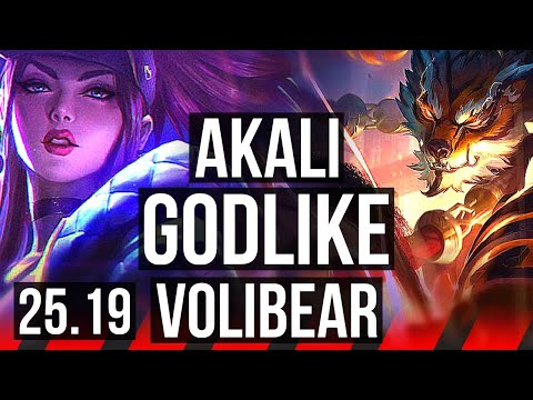 AKALI vs VOLIBEAR (TOP) | 13/4/14, Godlike | KR Master | 25.19