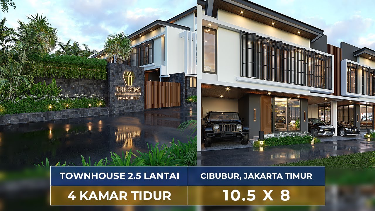 Video 3D Desain Perumahan The Gems Townhouse Modern 2.5 Lantai Bapak HSN 1549