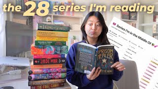 I FINALLY organized the 25+ series I'm in the middle of 👀📚 (read or DNF?)