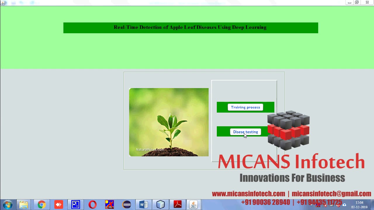 Real-Time Detection of Apple Leaf Diseases Using Deep Learning JAVA  PROJECT IEEE 2019-2020