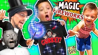 GURKEY MAGIC!!  Fireworks Tricks (FGTEEV Granny Shopping Vlog)