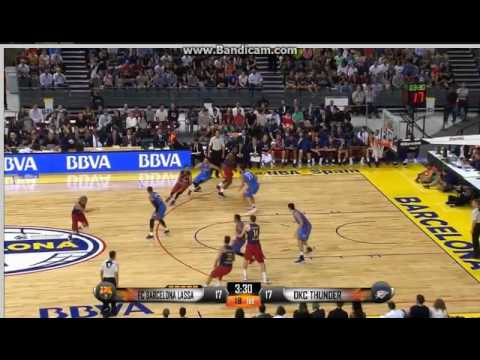 Alex Abrines big block on Joey Dorsey - FC Barcelona Lassa vs. Oklahoma City Thunder - 05/10/2016