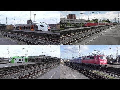 Bahnverkehr in Oberhausen Hbf mit RE44 Ersatzzug, Br 146.3, Desiro HC, FLIRT 3XL, Güterzug, ICE, uvm