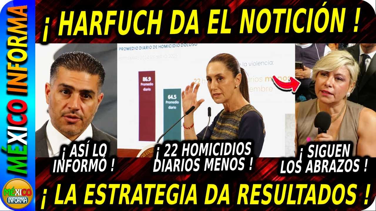HARFUCH DA EL NOTICIÓN. SHEINBAUM LE MUESTRA LOS RESULTADOS A ESTA REPORTERA NECIA.